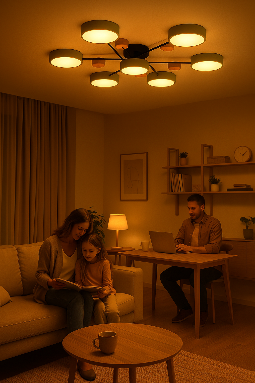 Branching LED Ceiling Light – Scandinavian Modern Design – Aluminum & Acrylic – Warm White 3000K – Energy-Efficient Fixture for Living