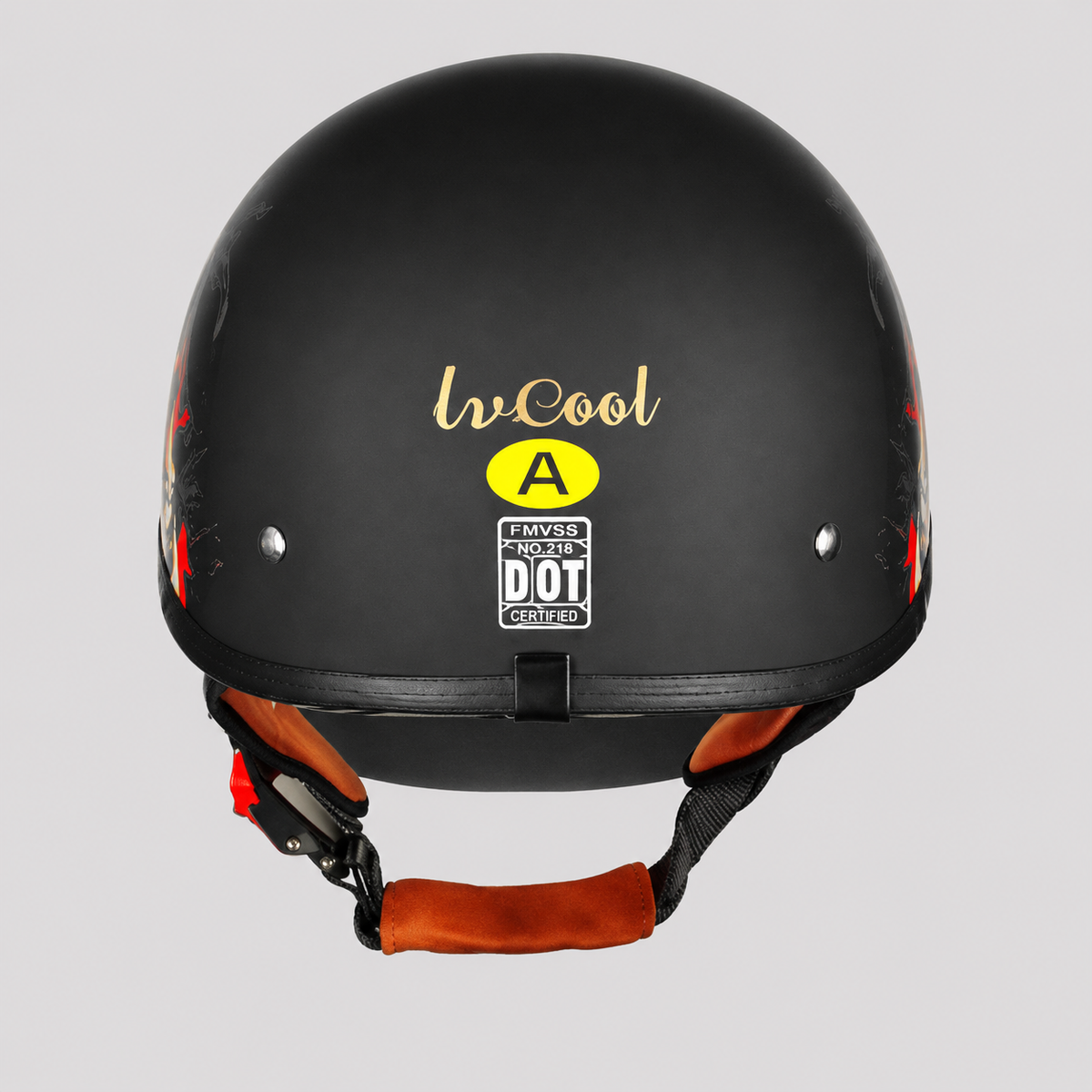 Skull-Graphic | Motorcycle Half Helmet with Retractable Visor | Lightweight Design for Bold Style
