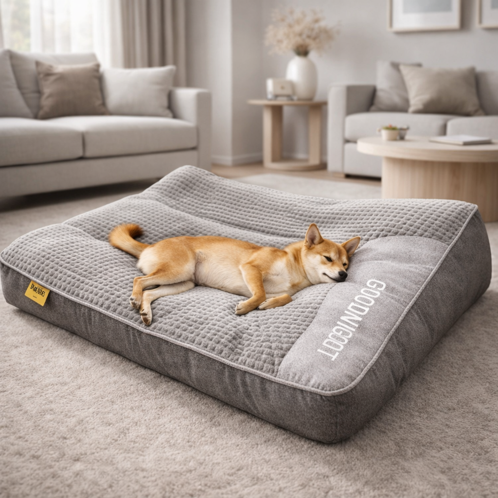 Supportive Pet Lounger for Large Dogs - Plush Velvet Bolster Bed with Removable Cover, Gray, 47 inch - Machine Washable Cushion for Medium t