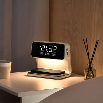 Réveil numérique avec socle de charge sans fil – Design moderne
