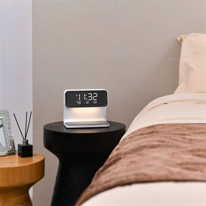 Réveil numérique avec socle de charge sans fil – Design moderne