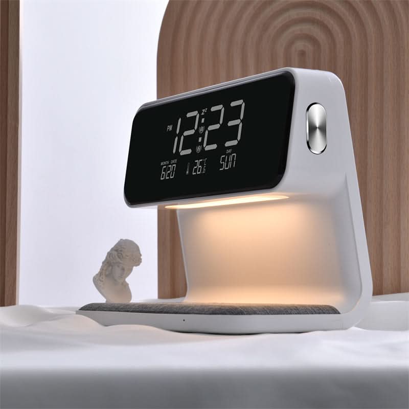 Réveil numérique avec socle de charge sans fil – Design moderne