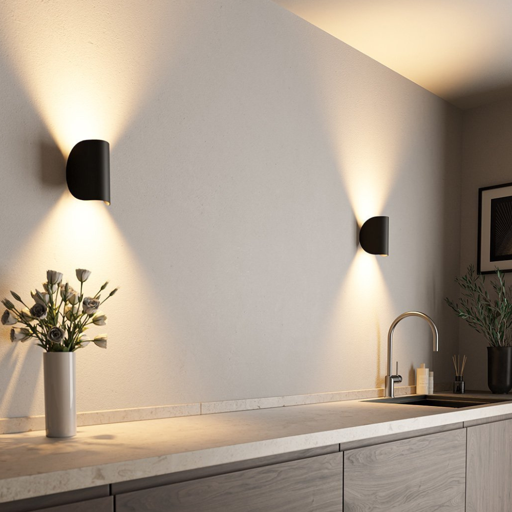 Sleek Semi-Circle Wall Sconce | Modern Minimalist Design with Dual Directional Light for Dynamic Illumination