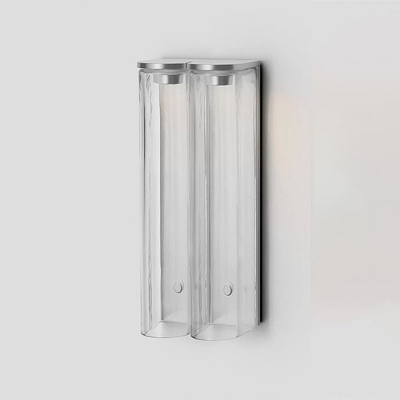 Glass Wall Sconce 2-Light Modern LED Fixture with Metal Frame for Bedroom Living Room Hallway