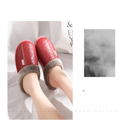Waterproof Plush-Lined House Slippers with Anti-Slip Sole for Indoor & Outdoor Winter Comfort