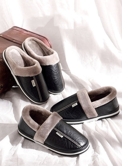 Waterproof Plush-Lined House Slippers with Anti-Slip Sole for Indoor & Outdoor Winter Comfort