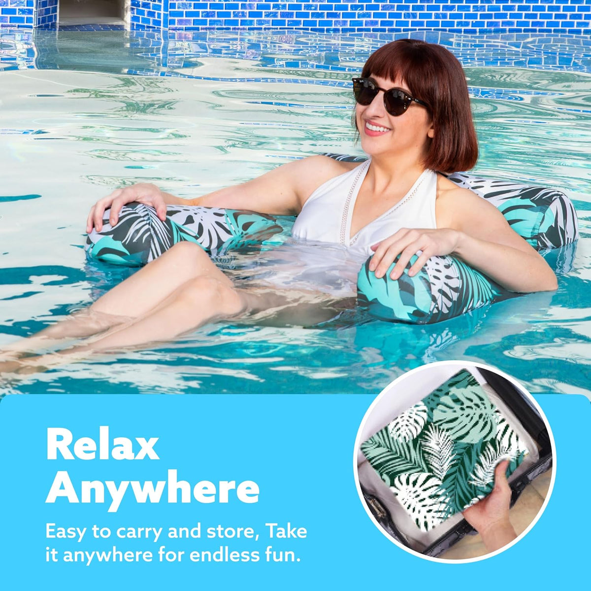 Sloosh Tropic-Ease Chair | Inflatable Pool Float with Adjustable Backrest | Lightweight Water Lounger for Ultimate Relaxation