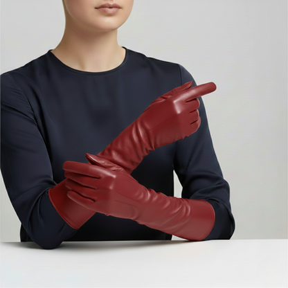 Extended Arm Gloves – Faux Leather Winter Gloves for Women – Elbow-Length Cold Weather Handwear with Insulated Lining – Formal & Casual