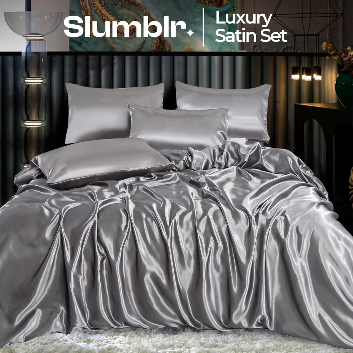 Ortekor Ortekor | Solid Silk Bedding Set with Satin Finish | Complete Duvet Sheet Set for Smooth Sleep Comfort