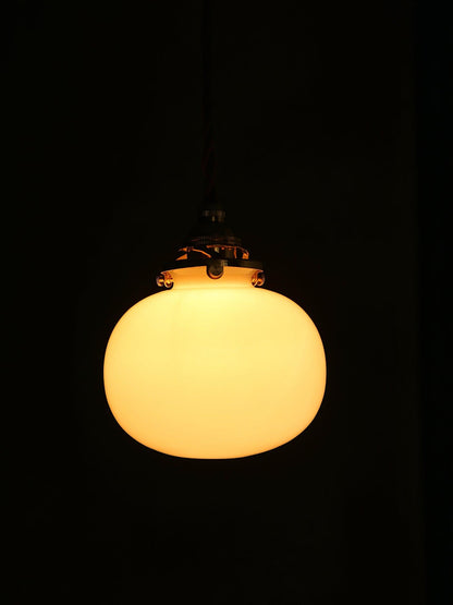 Glass Globe Hanging Lamp 5 in Diameter Vintage Brass Fixture Height Adjustable Wire Ceiling Suspension for Kitchen Dining Room Entryway Nook