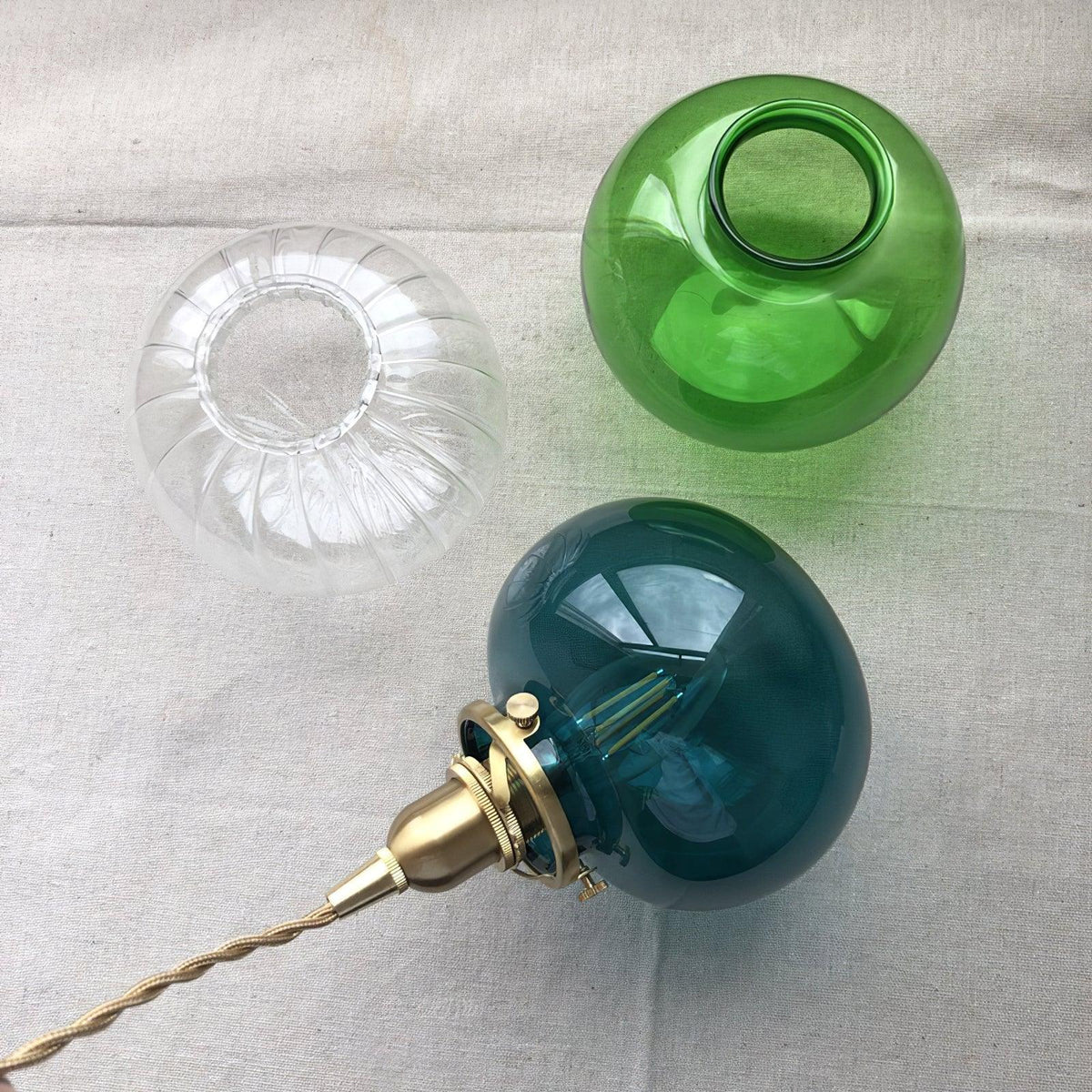Glass Globe Hanging Lamp 5 in Diameter Vintage Brass Fixture Height Adjustable Wire Ceiling Suspension for Kitchen Dining Room Entryway Nook