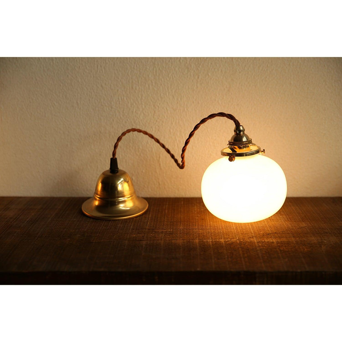 Glass Globe Hanging Lamp 5 in Diameter Vintage Brass Fixture Height Adjustable Wire Ceiling Suspension for Kitchen Dining Room Entryway Nook