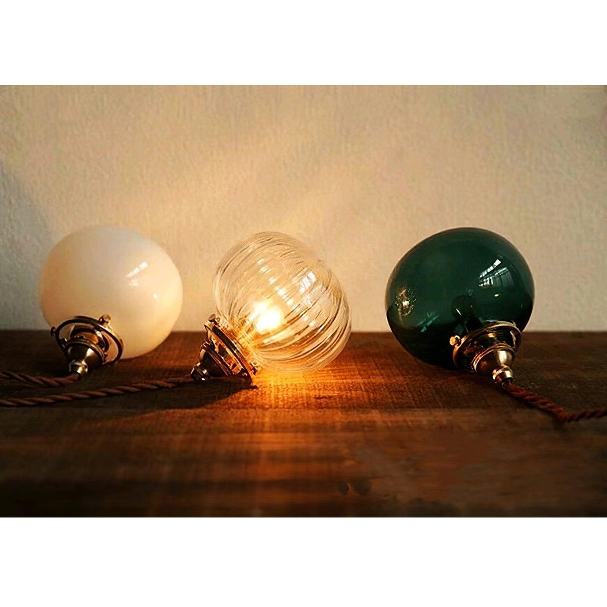 Glass Globe Hanging Lamp 5 in Diameter Vintage Brass Fixture Height Adjustable Wire Ceiling Suspension for Kitchen Dining Room Entryway Nook