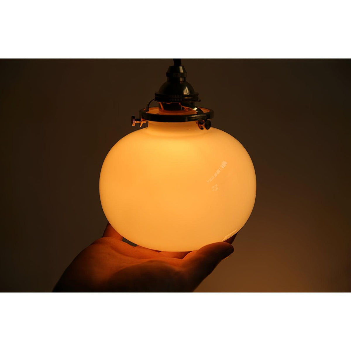 Glass Globe Hanging Lamp 5 in Diameter Vintage Brass Fixture Height Adjustable Wire Ceiling Suspension for Kitchen Dining Room Entryway Nook