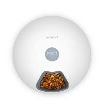 Automatic Cat Feeder with 6 Meal Compartments, Automatic Dog Feeder with USB Power, Automatic Pet Feeder for Dry Food