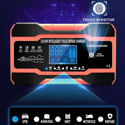 Smart Car Battery Charger | 12V Automatic Charger with LCD Display | Universal Compatibility for Effortless Battery Care