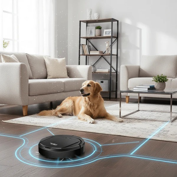 Robot aspirateur pour la maison, aspirateur avec filtre HEPA pour poils d'animaux, aspirateur pour sols durs, moquettes et carrelages