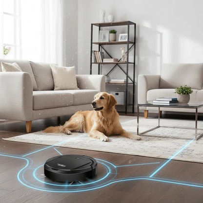 Robot aspirateur pour la maison, aspirateur avec filtre HEPA pour poils d'animaux, aspirateur pour sols durs, moquettes et carrelages