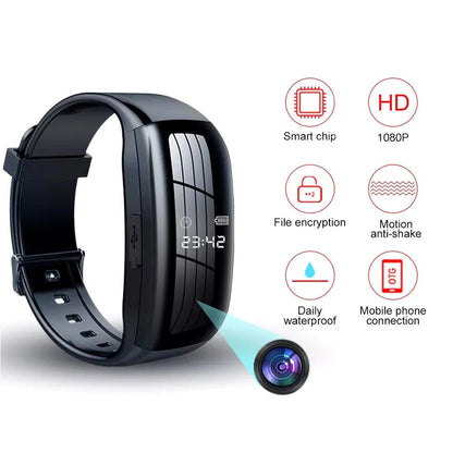 Wearable HD Camera Watch with Voice Recording & Motion Detection for Security & Documentation | 1080p Video Watchband Recorder
