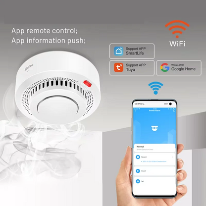 Battery Smoke Detector with Loud Alarm, Smart WiFi Smoke Alarm and Heat Detector, Fire Detector for Bedroom and Kitchen