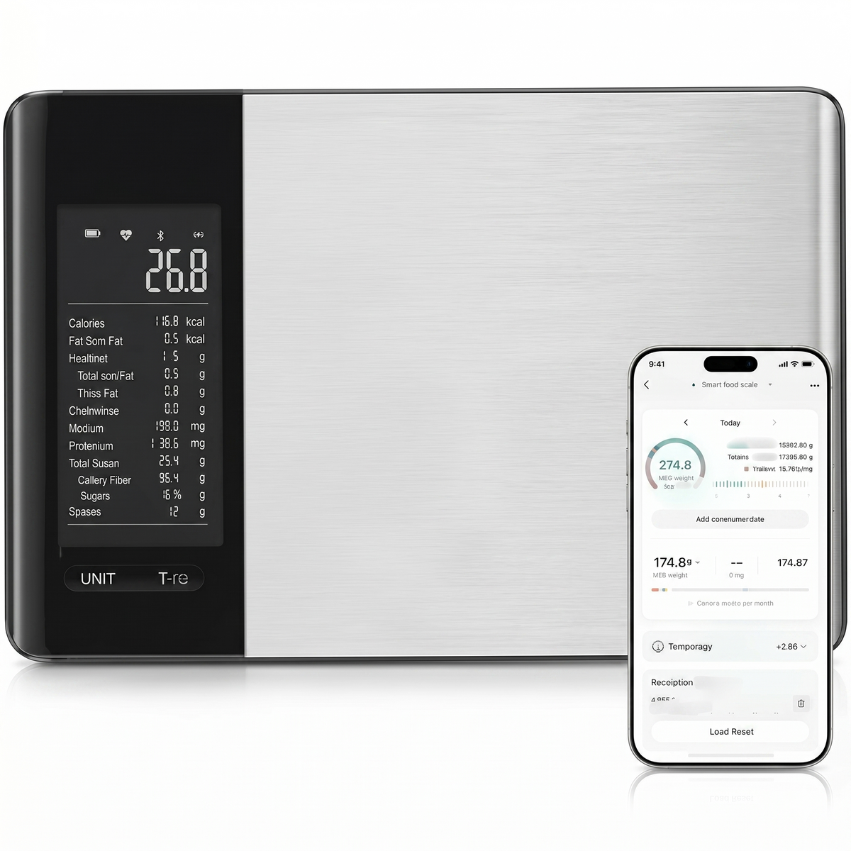 Digital Kitchen Scale with Nutrition Tracking App for Meal Prep, Calorie Counter, Macro Tracker, Portion Control, Weight Loss, Home