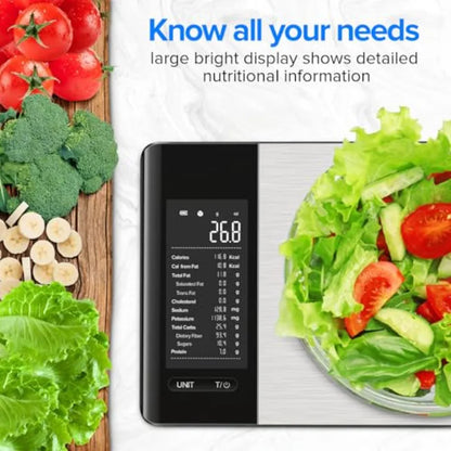Digital Kitchen Scale with Nutrition Tracker App – Macro Calculator, Calorie Counter, Meal Prep Tool for Portion Control & Healthy Eating