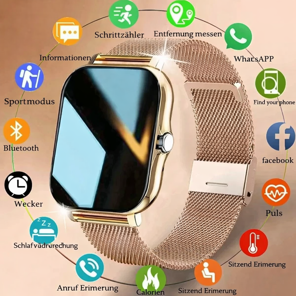 Fitness Tracker Smartwatch with Heart Rate Monitor, Blood Oxygen, Sleep Tracking & Waterproof Design for iOS & Android