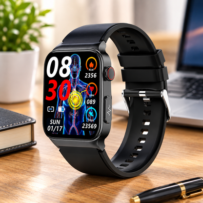 Montre connectée Ortekor avec suivi d'activité, analyse du sommeil et notifications intelligentes | Bracelet en cuir PVC