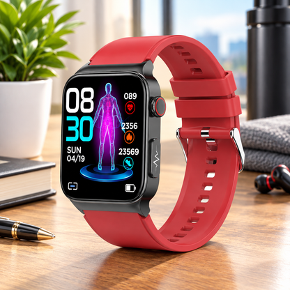 Montre connectée Ortekor avec suivi d'activité, analyse du sommeil et notifications intelligentes | Bracelet en cuir PVC