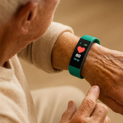 Health-Monitoring Smartwatch for Seniors with LED Display & Simple Interface for Daily Wellness Tracking