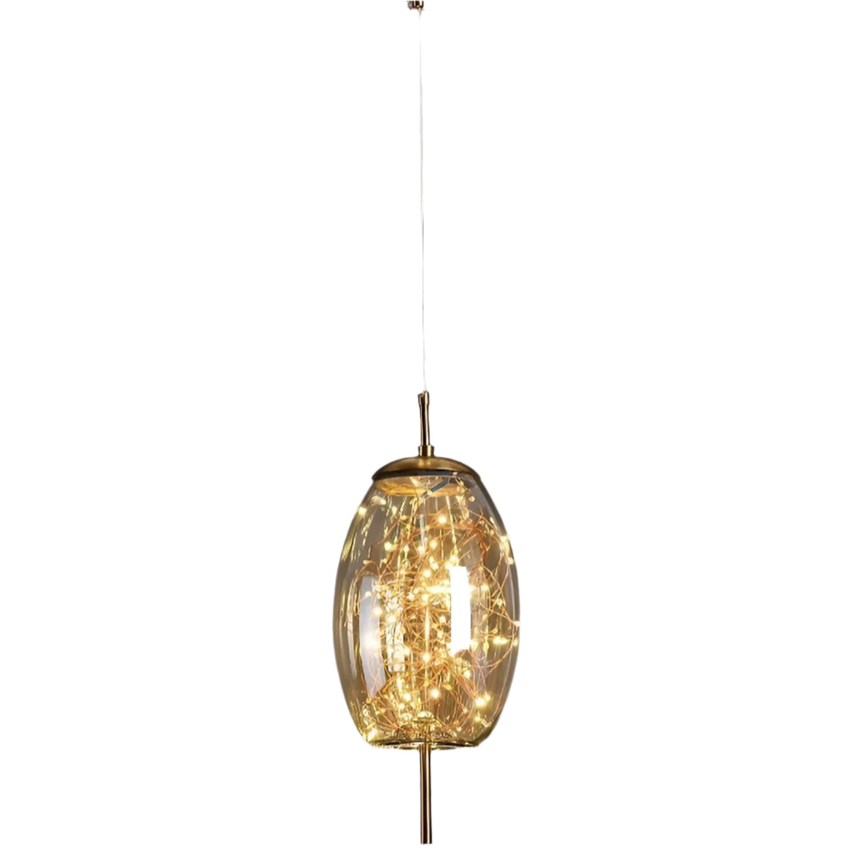 Glass Hanging Fixture with Adjustable Cord for Dining Table & Kitchen Island | Modern Suspended Light in Amber or Gray | Oval Sphere Capsule