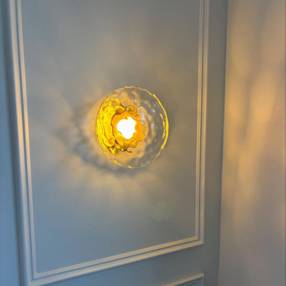 Modern Glass Sconce Light for Bedroom Hallway | Textured LED Wall Fixture Black or Gold Finish | Indoor Ambient Lighting