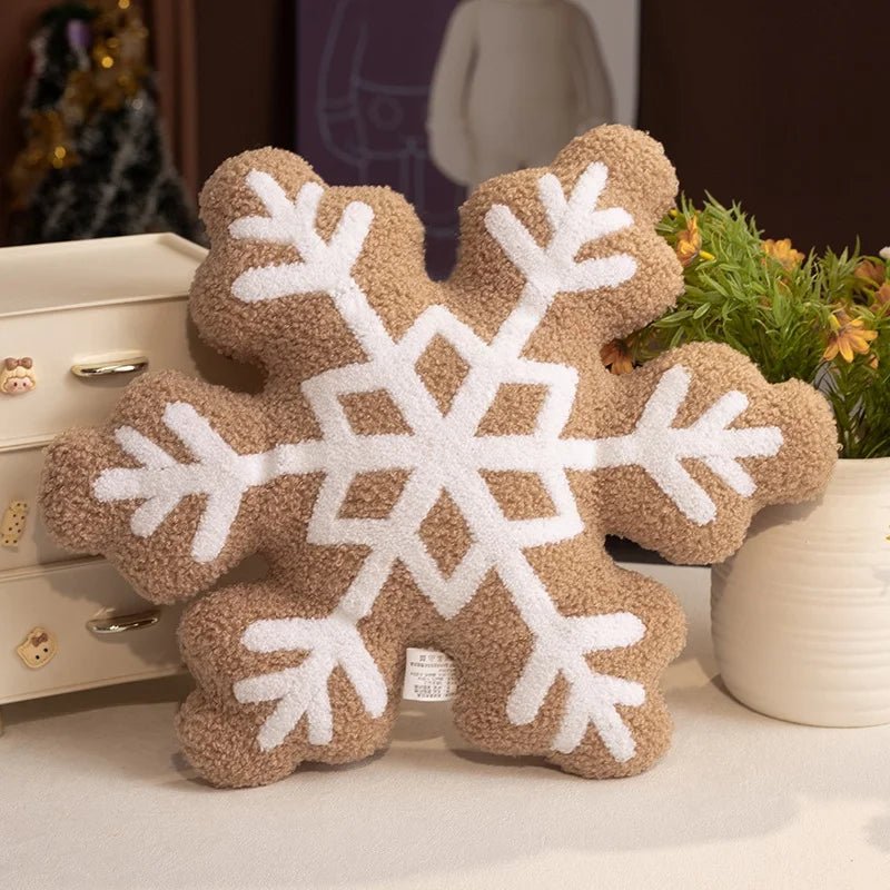 Snowycozy Decorative Throw Pillow - Plush Snowflake Design, Christmas Accent for Couch