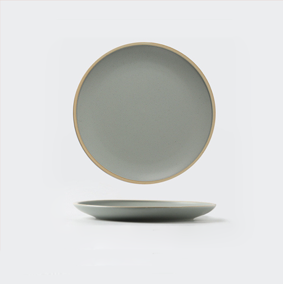 Soho Ceramic Dinner Plates in Pastel Tones with Sesame Dot Pattern – Elegant Stoneware for Everyday Dining