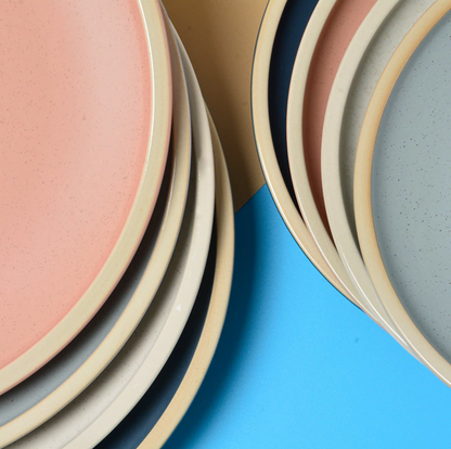 Soho Ceramic Dinner Plates in Pastel Tones with Sesame Dot Pattern – Elegant Stoneware for Everyday Dining