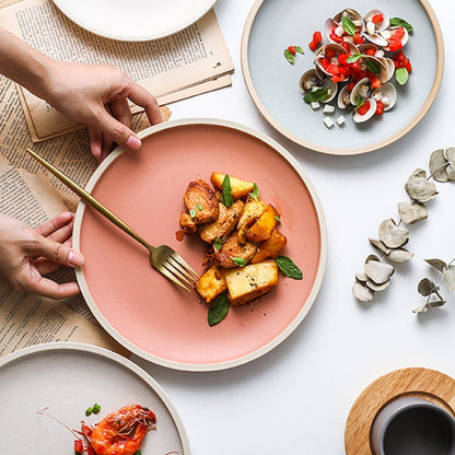 Soho Ceramic Dinner Plates in Pastel Tones with Sesame Dot Pattern – Elegant Stoneware for Everyday Dining