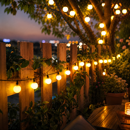 Solar String Lights Outdoor Waterproof 33ft LED Globe Fairy Lights for Patio Garden Camping Party Deck Yard Warm White Glow Wireless