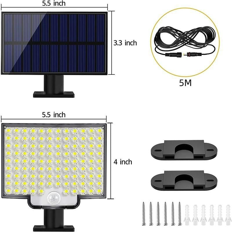 Solar Outdoor Light | 106 LED Motion Sensor with Adjustable Modes | Energy-Efficient Illumination for Gardens and Driveways