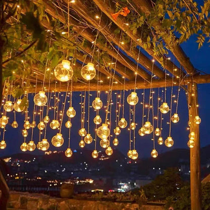 Guirlande lumineuse solaire à pendentifs – Élégants éclairages solaires d'extérieur avec détecteur crépusculaire pour jardin et terrasse