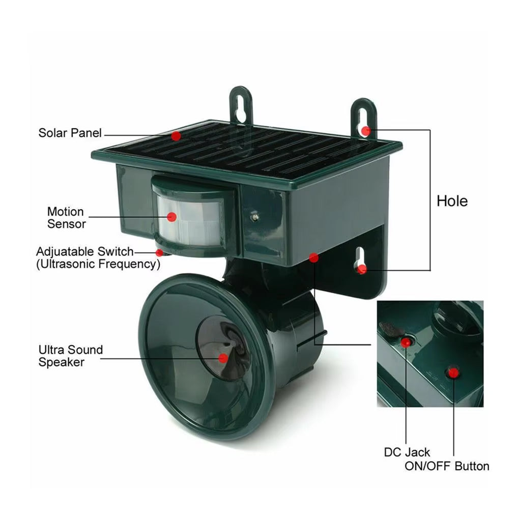 Ortekor Solar Powered Ultrasonic Bat Repellent | Humane Deterrent for Effective Wildlife Management