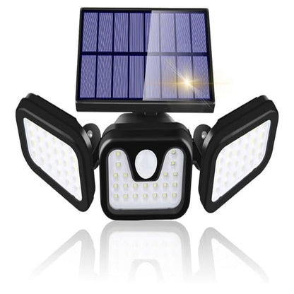 Solar Security Light | Triple-Head Outdoor Illumination with Motion Detection | Weather-Resistant Design for Enhanced Safety
