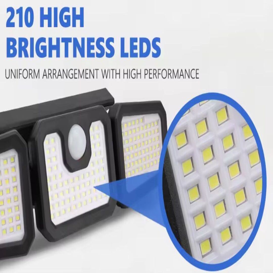 Solar Security Light | Triple-Head Outdoor Illumination with Motion Detection | Weather-Resistant Design for Enhanced Safety