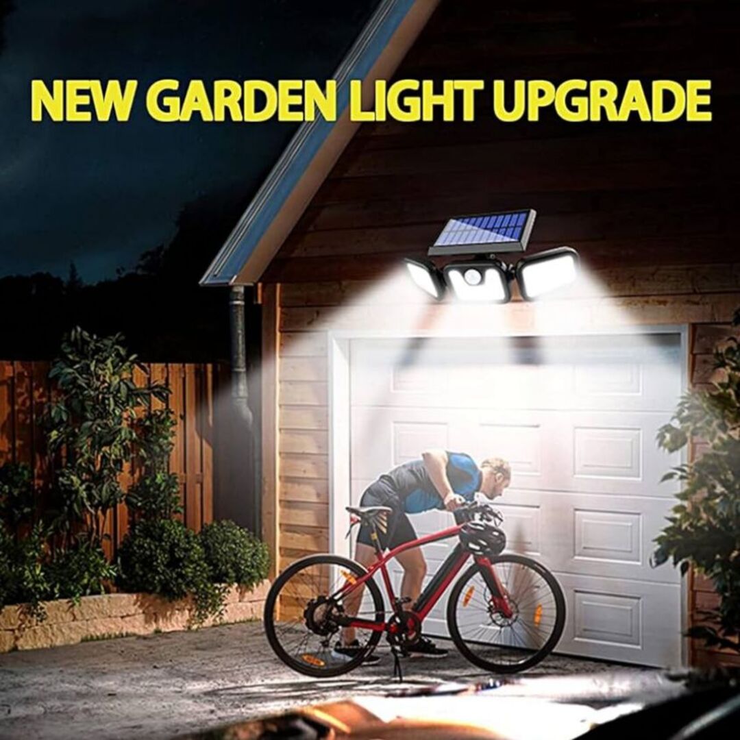 Solar Security Light | Triple-Head Outdoor Illumination with Motion Detection | Weather-Resistant Design for Enhanced Safety