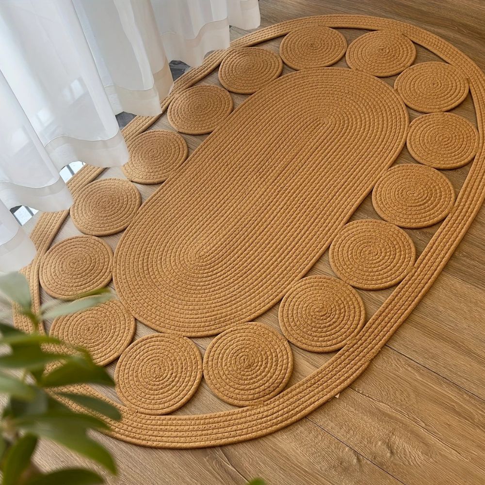 Solara Area Rug - Washable Microfiber Blend, Boho Spiral Design
