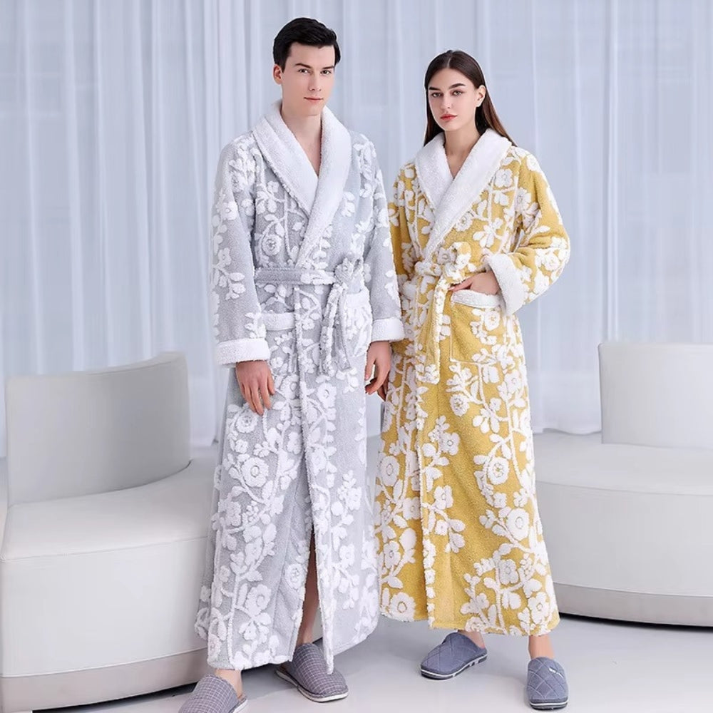Solara Luxe Bathrobe - Plush Microfiber, Double-Layer Jacquard Design