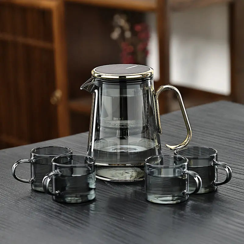 Bouilloire résistante à la chaleur de 710 ml avec infuseur amovible et arrêt d'infusion magnétique pour thé en vrac noir, vert ou aux herbes, comptoir de cuisine