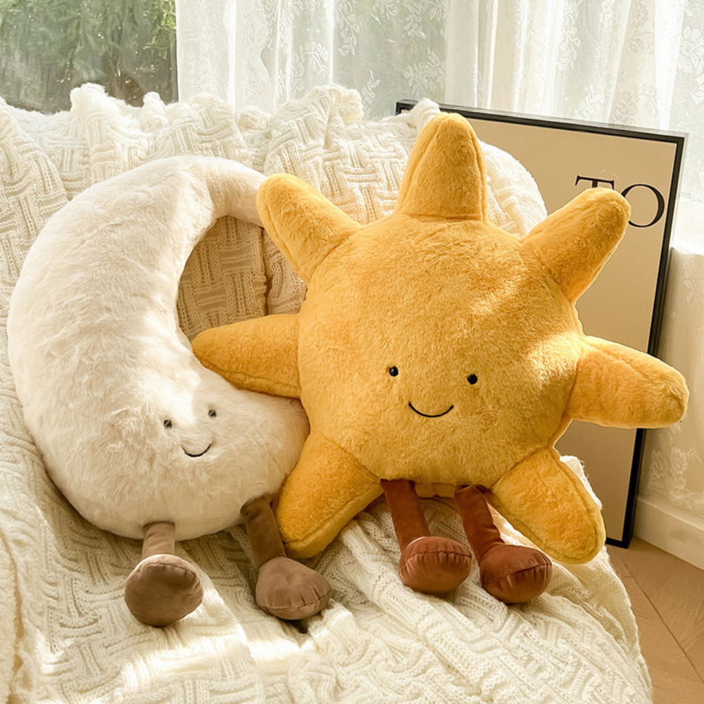 Celestial Throw Pillow Set Sun and Moon Design Decorative Cushion Cover 19x19 Inch Soft Cotton Polyester for Couch Bed Meditation Room Kids