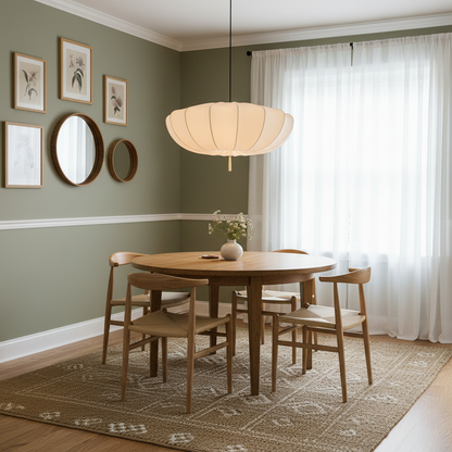 Fabric Ceiling Light Fixture White 16 in Diameter for Dining Room Kitchen Bedroom Adjustable Height Modern Hanging Lamp E26 Socket