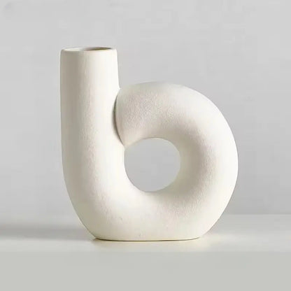 Vase décoratif élégant en porcelaine avec finition artisanale | Centre de table minimaliste pour compositions florales