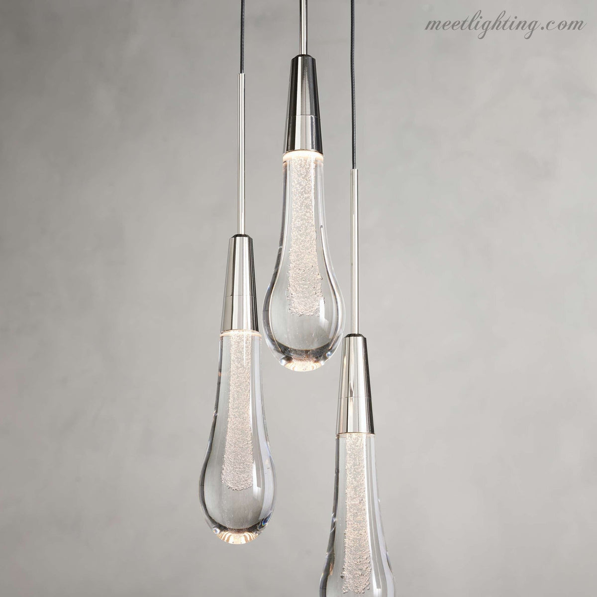 Seeded Glass Teardrop Pendant Light Dimmable LED for Kitchen Island Dining Room Entryway Adjustable Cord Vaulted Ceiling Compatible